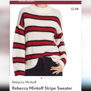 Rebecca Minkoff Cream, Red, and Black Striped Sweater (S)